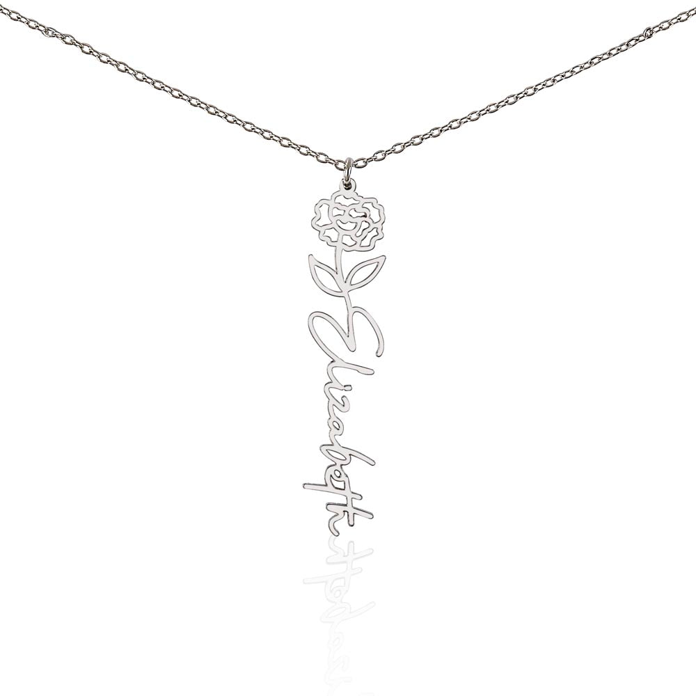 Custom Name + Flower Necklace