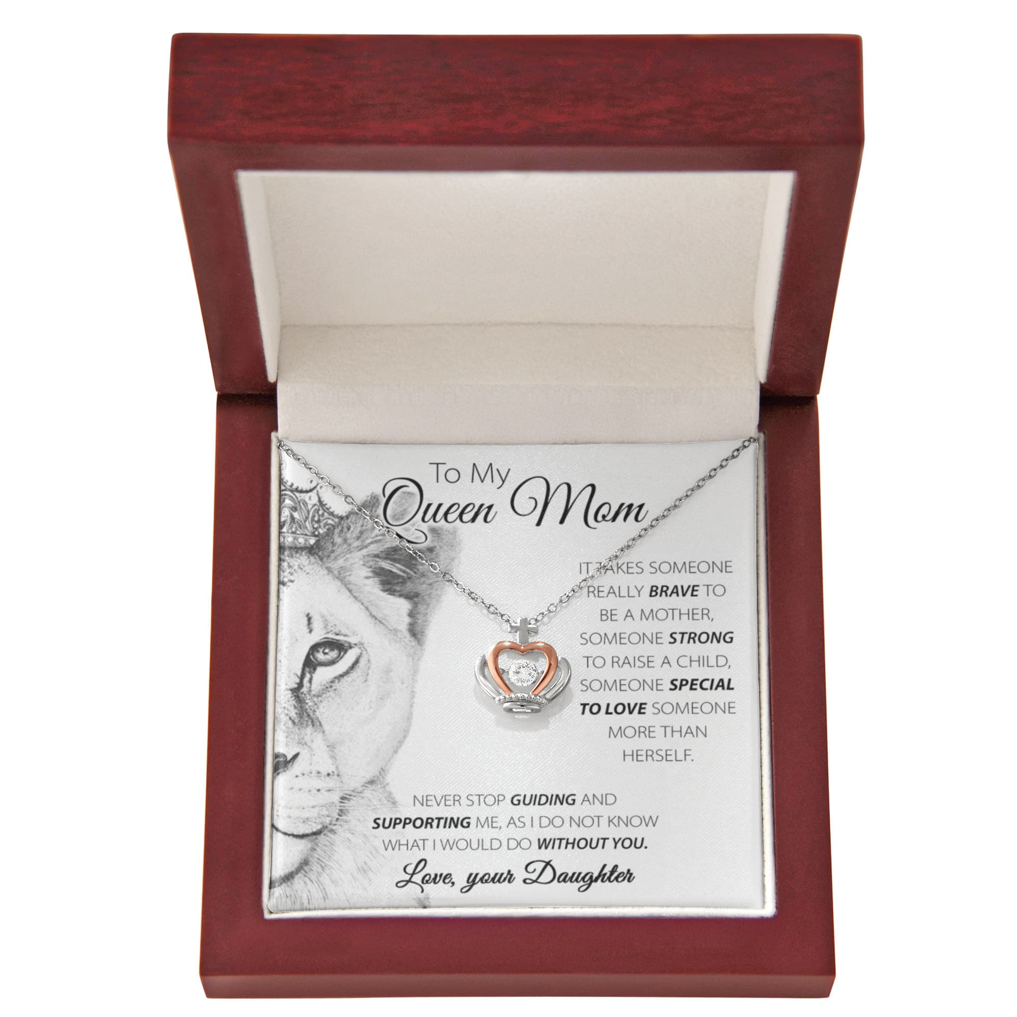 To My Queen Mom - From Your Daughter - Crown Pendant Necklace