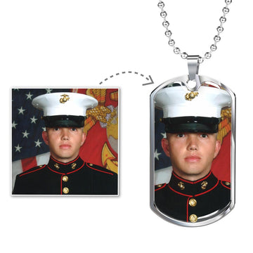 Custom Dog Tag Necklace with Photo and Engraving